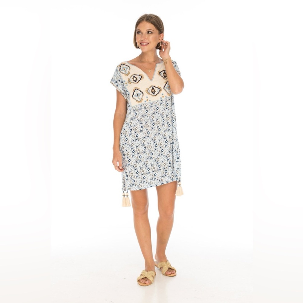 Flores Short Indigo Kaftan Coverup
